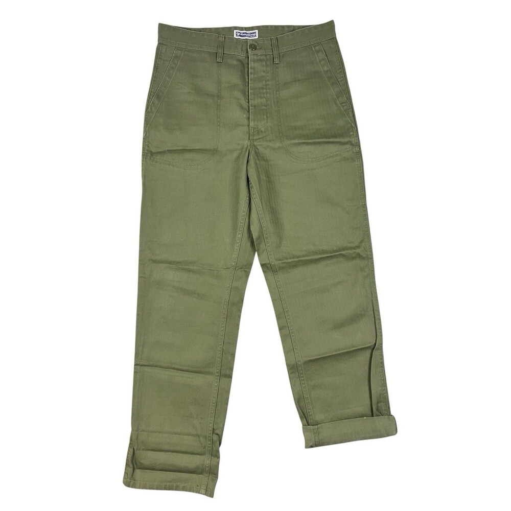 J Crew Wallace & Barnes Pants Mens 31 Olive Herringbone Naval Utility CN537